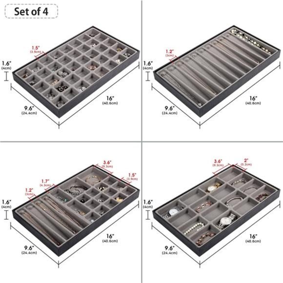 Stackable Synthetic Leather Jewelry Trays Organizer Jewelry Storage Display - Picture 5 of 6